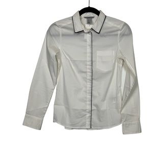 NWT H&M Dress Blouse / Shirt Sz 4 White With Black Trim Women’s
